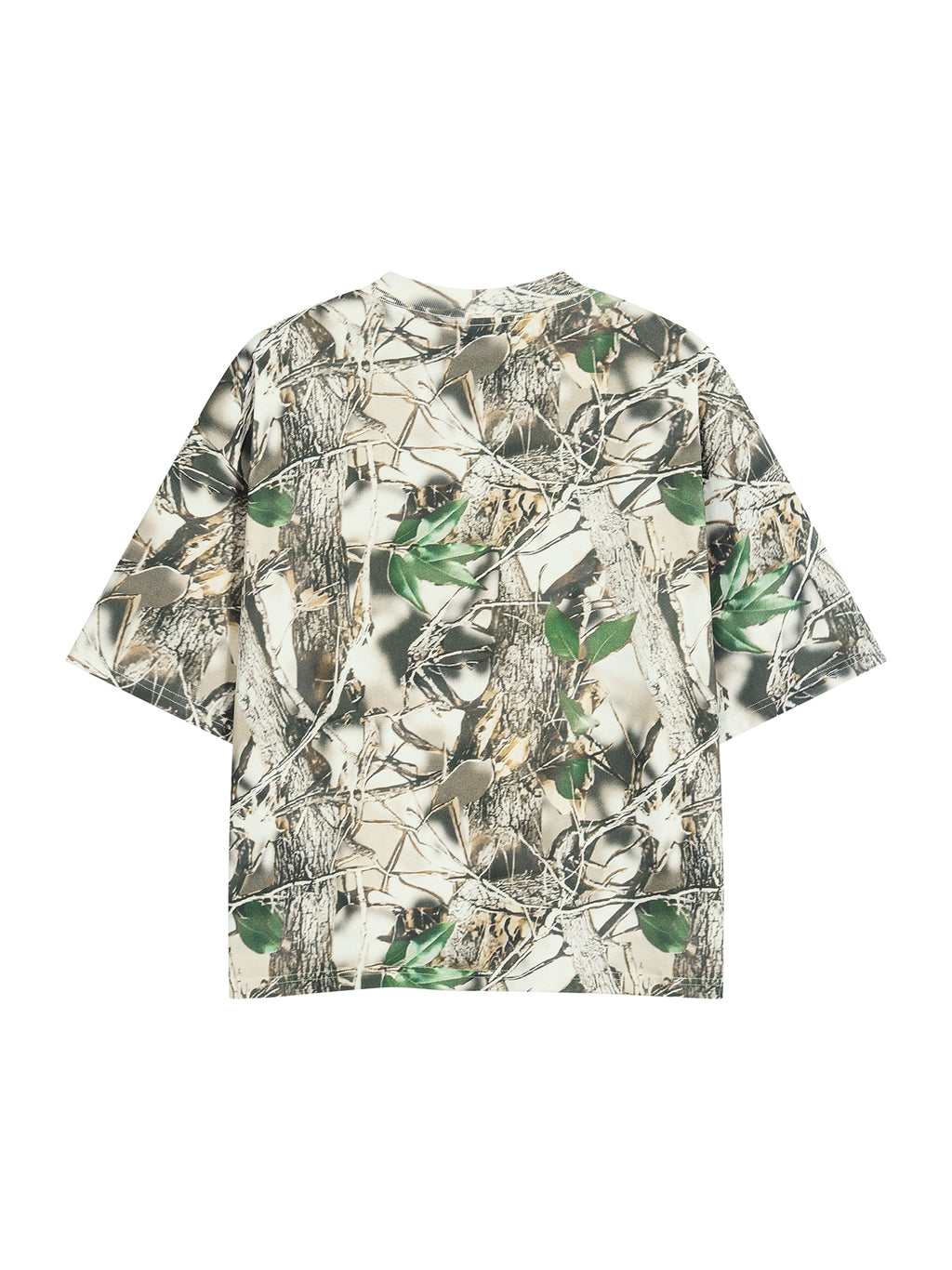 Unisex Tree Camo Boxy T-Shirt back flat view