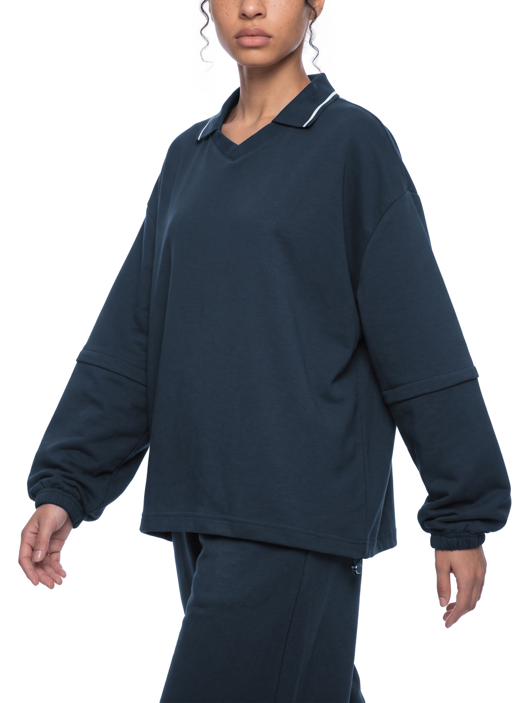 Unisex Boxy Collared Detachable Sweatshirt
