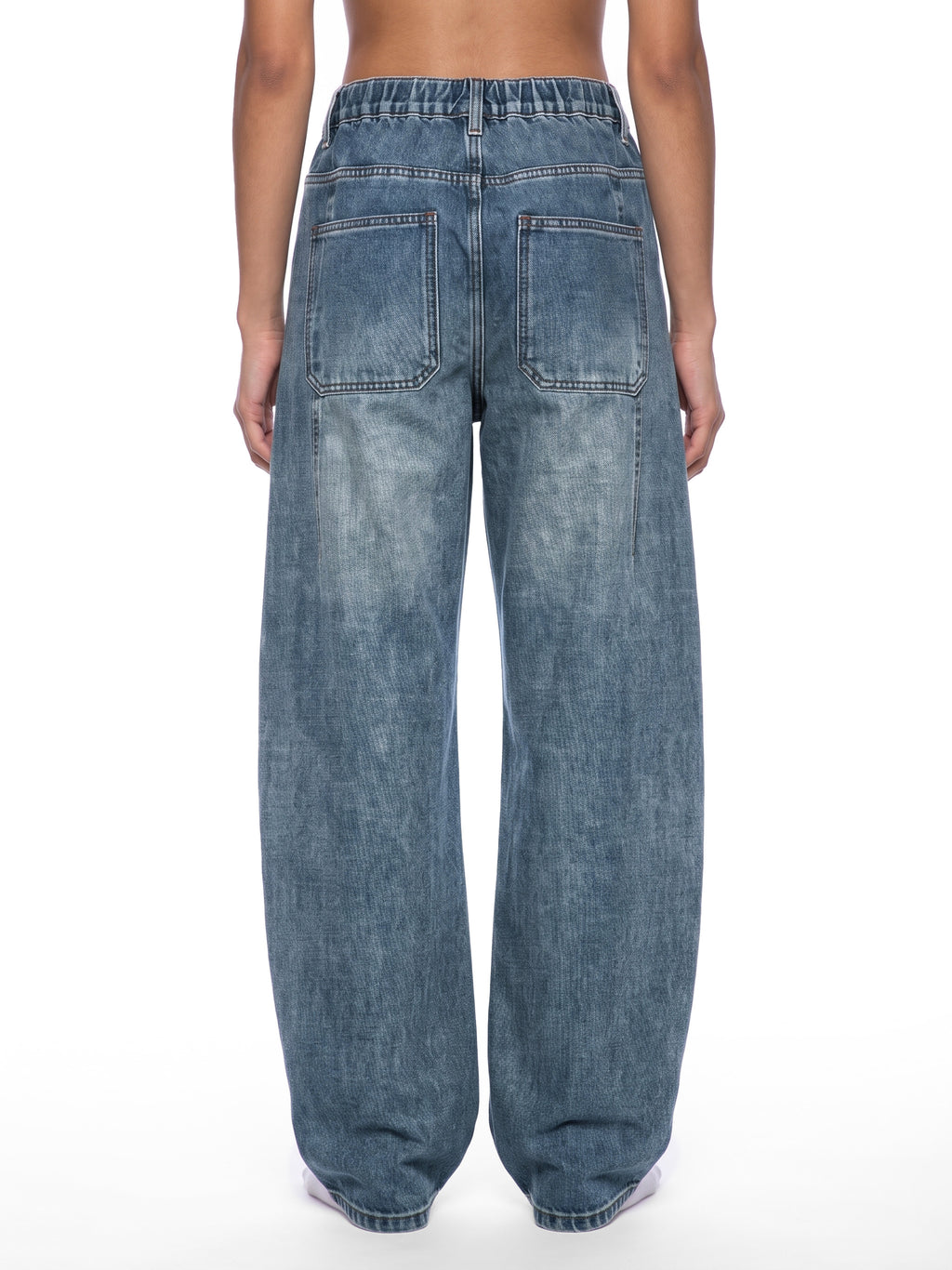 Unisex Vintage Wash Barrel Leg Denim Jeans 10