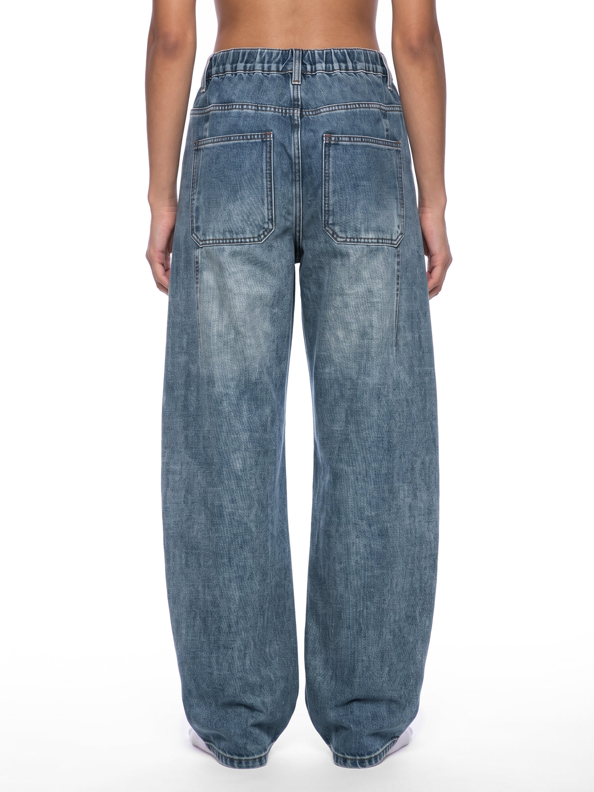 Unisex Vintage Wash Barrel Leg Denim Jeans 10