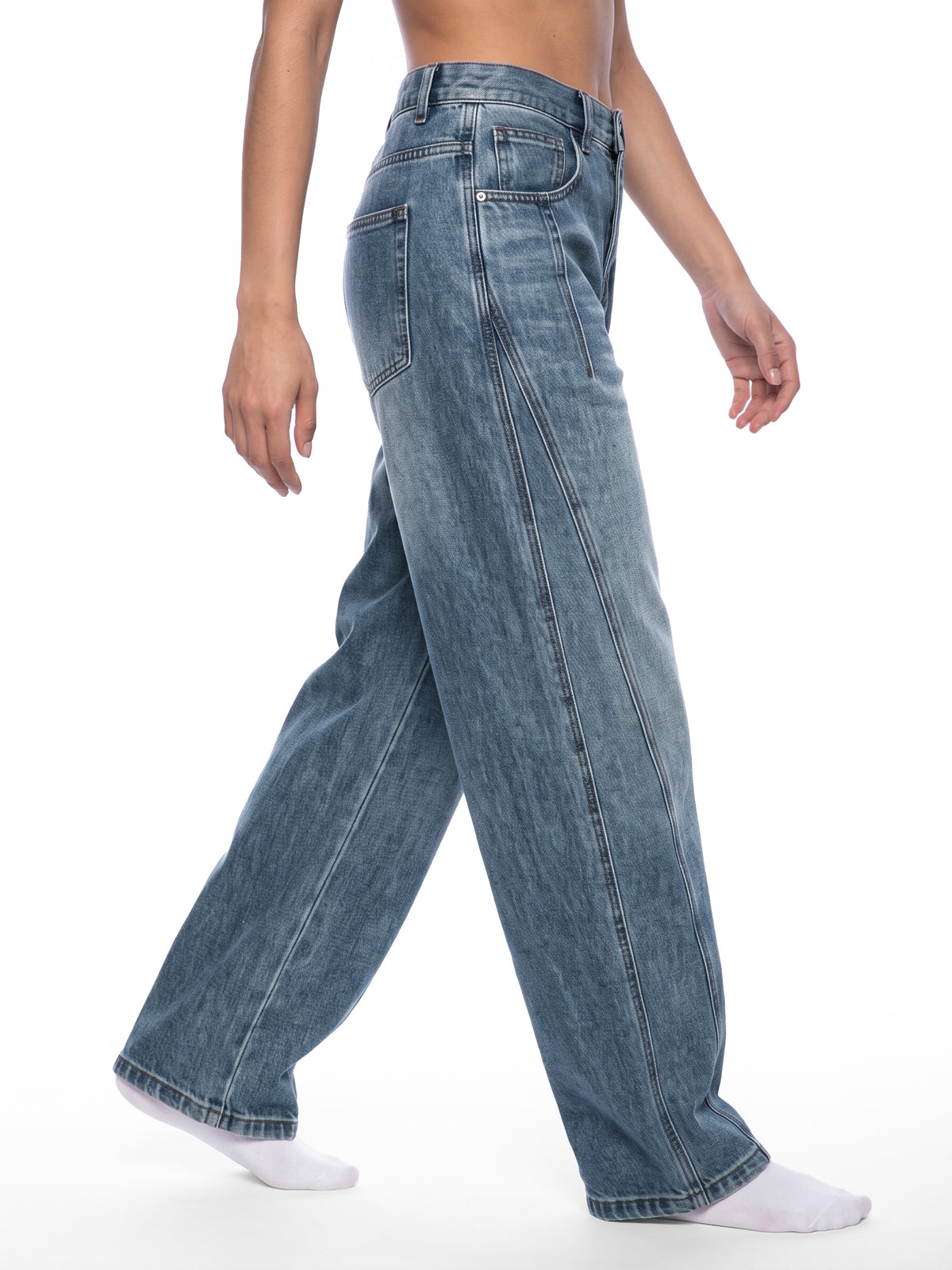 Unisex Vintage Wash Barrel Leg Denim Jeans 11