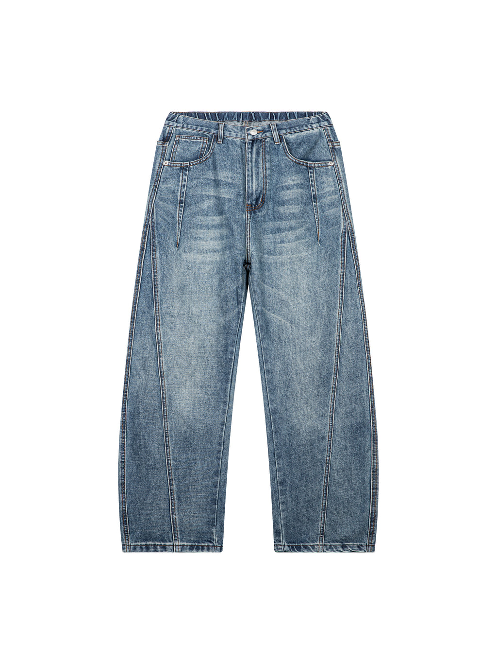 Unisex Vintage Wash Barrel Leg Denim Jeans 19