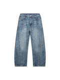 Unisex Vintage Wash Barrel Leg Denim Jeans 19