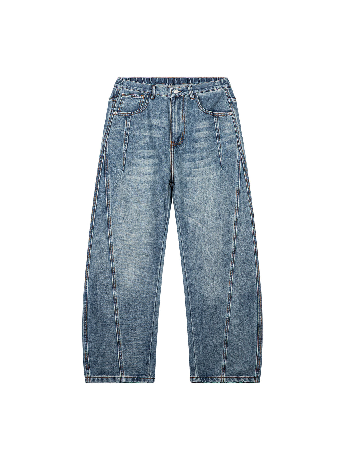 Unisex Vintage Wash Barrel Leg Denim Jeans 19