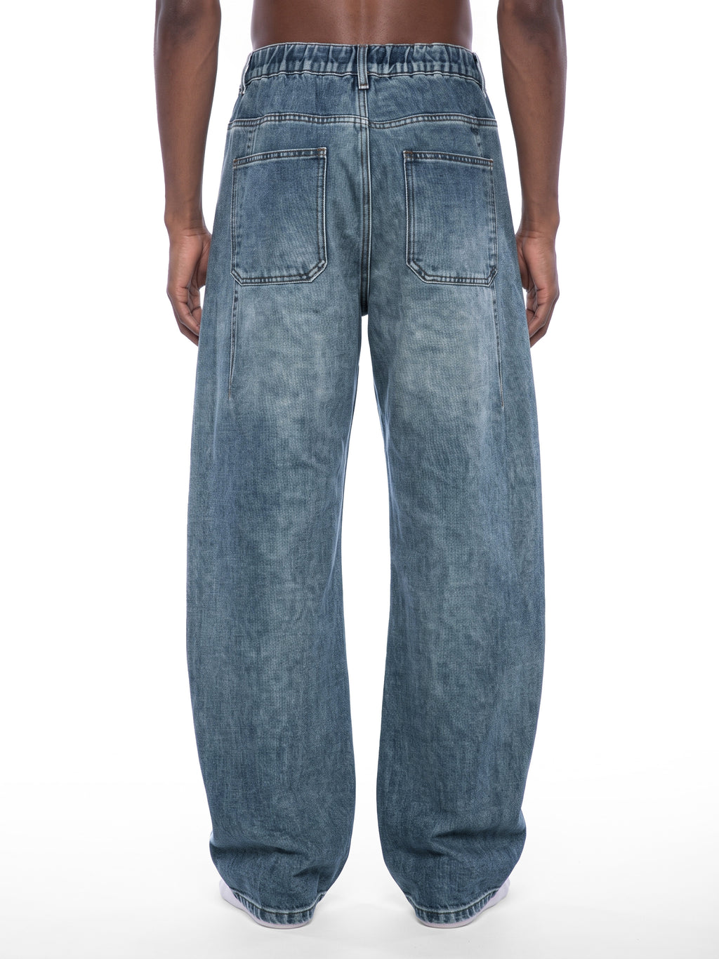 Unisex Vintage Wash Barrel Leg Denim Jeans 5