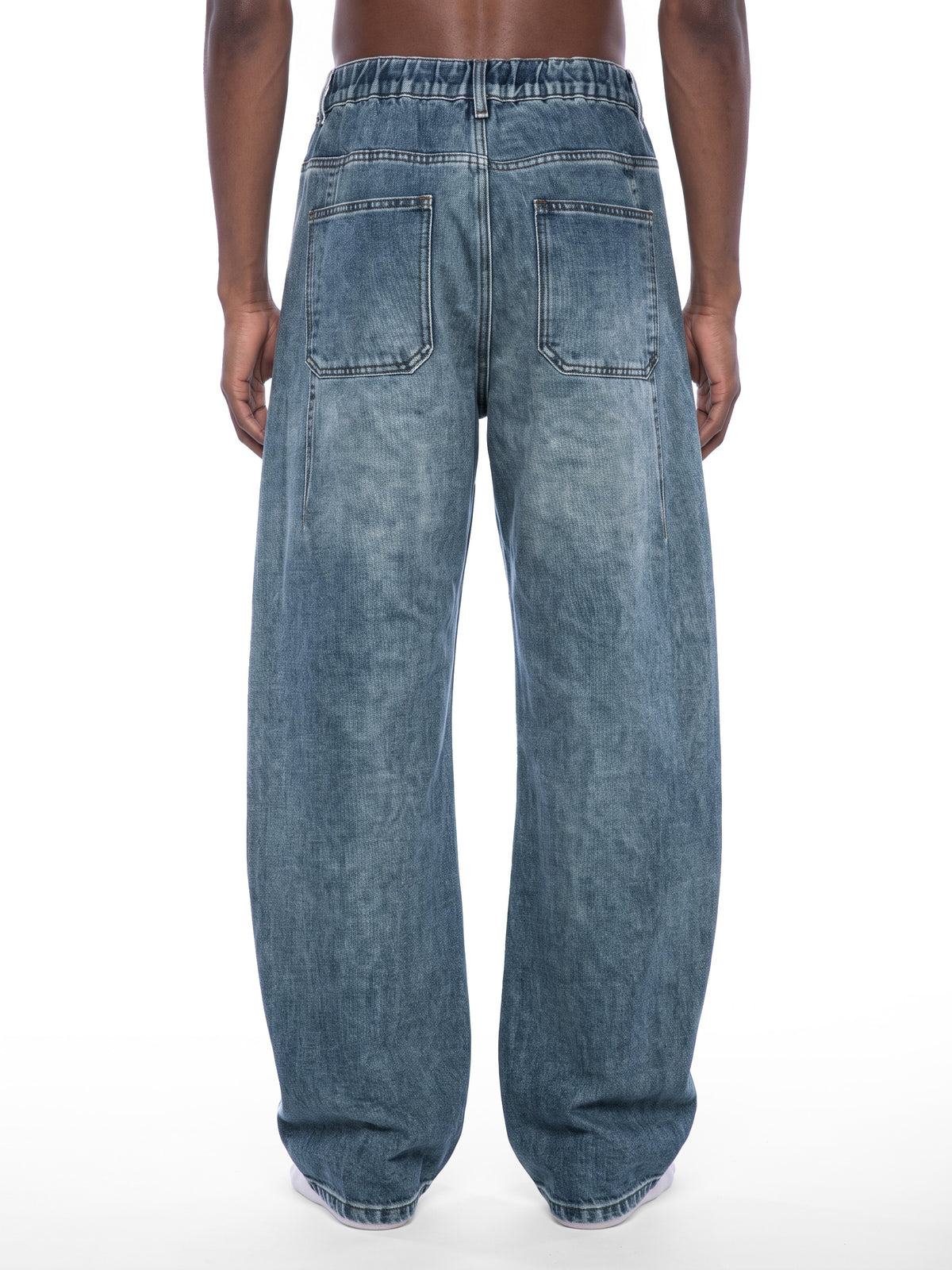 Unisex Vintage Wash Barrel Leg Denim Jeans 5