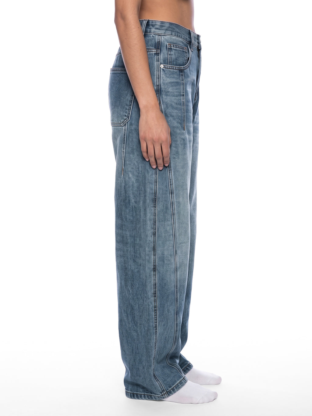 Unisex Vintage Wash Barrel Leg Denim Jeans 9