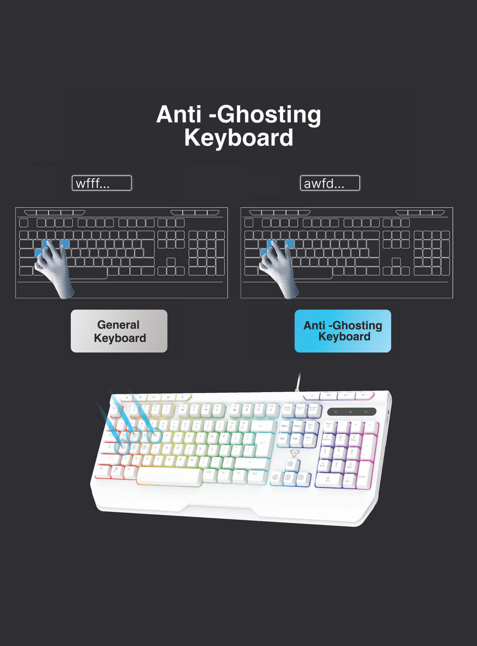 Laser White Gaming RGB Keyboard Full Size with Multimedia Keys – product photo 3