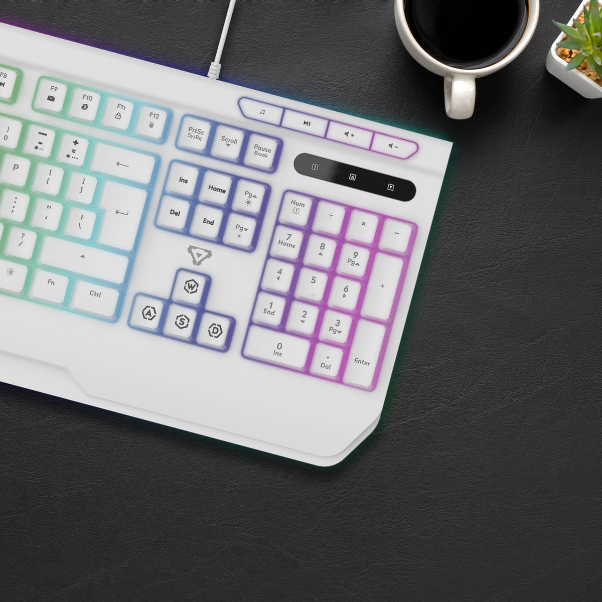 Laser White Gaming RGB Keyboard Full Size with Multimedia Keys – product photo 5