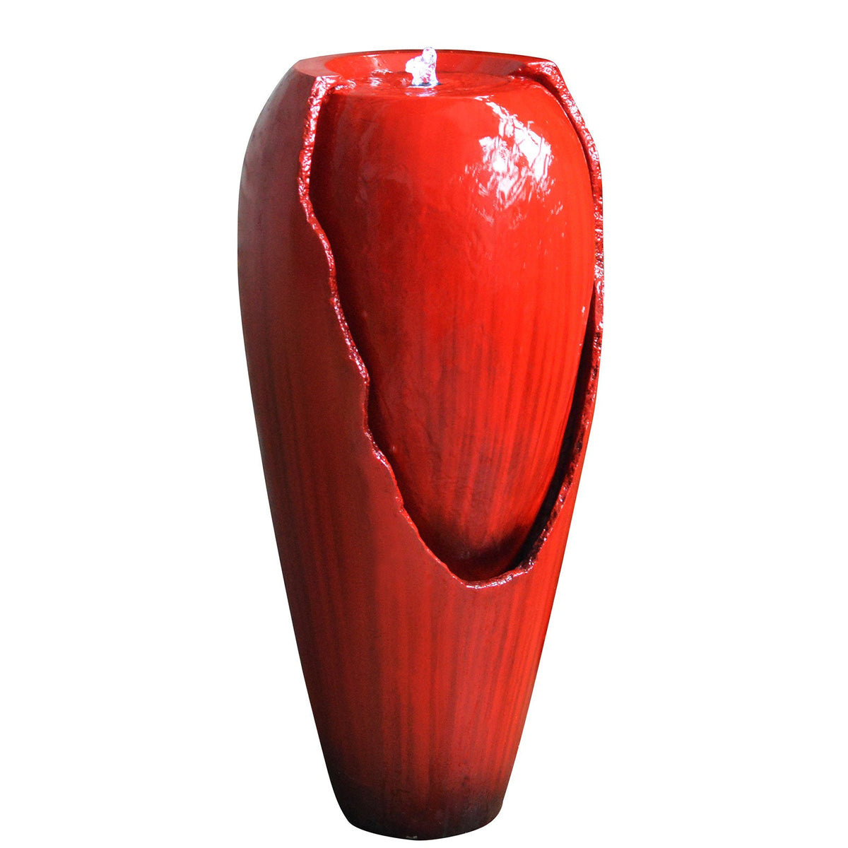 Samland 82CM BROKEN JAR WATER FEATURE FOUNTAIN WITH LED LIGHT RED — product photo 2
