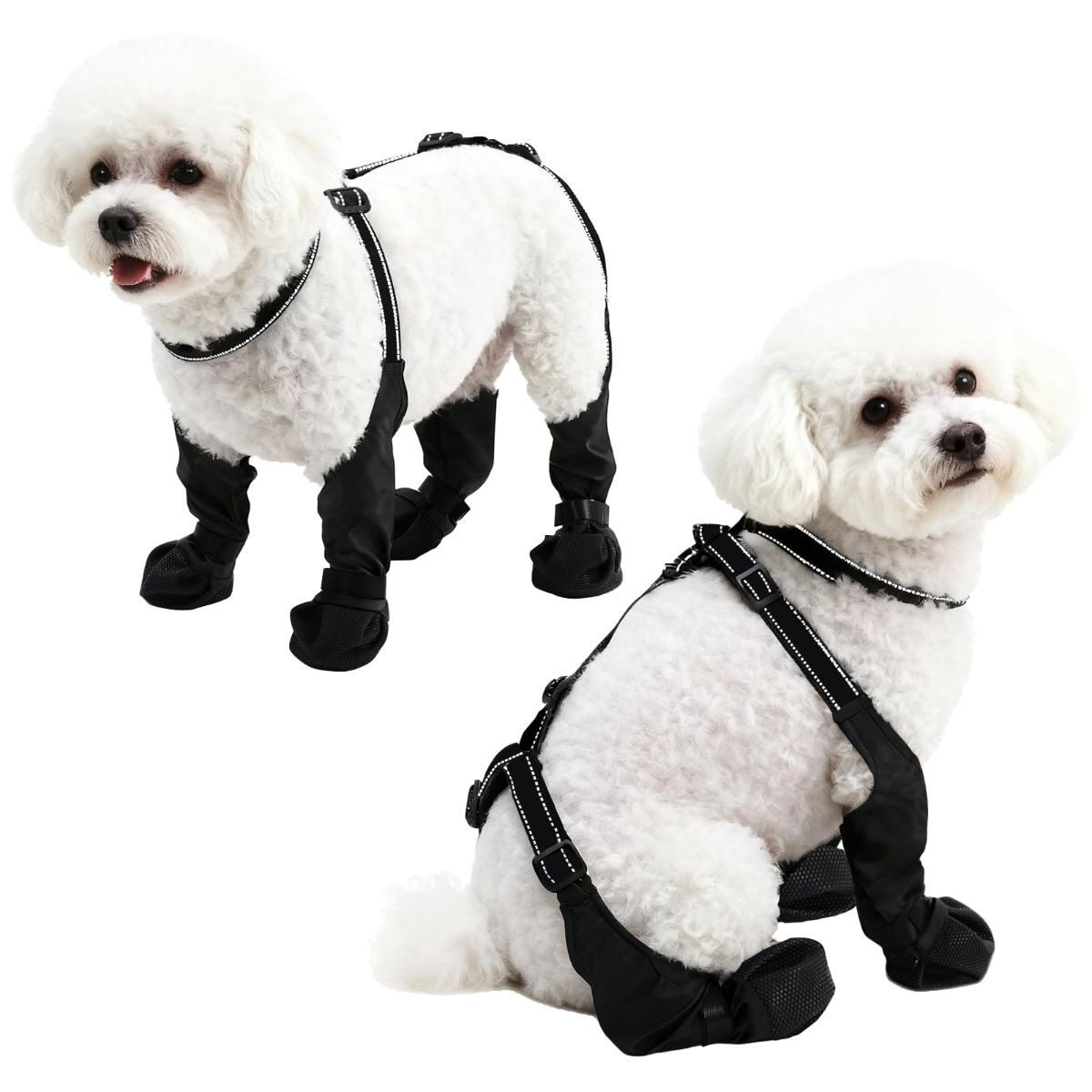 Reflective Suspender Dog Boots - Black - M — product image 1 of 6