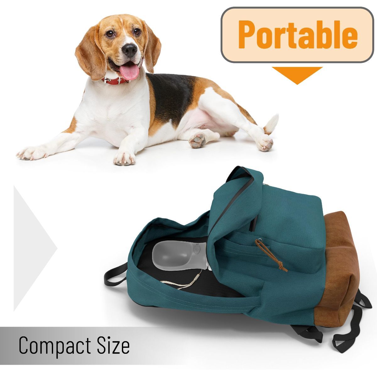 Portable Dog Water Bottle with Bowl - 19 oz - Grey - product photo 5 of 7