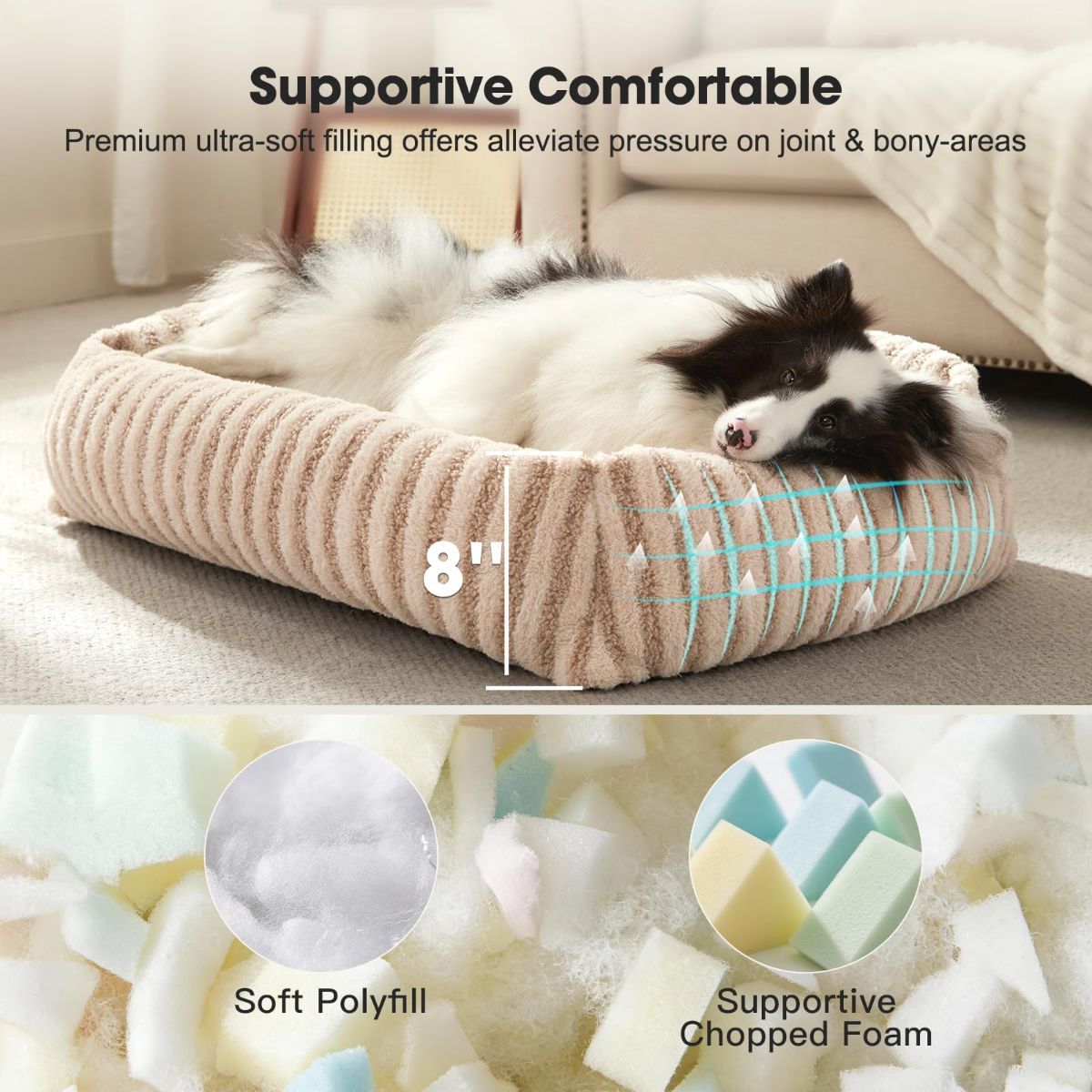 Soft Velvet-Feel Dog Bed - White - 36in × 27in — product image 4 of 8
