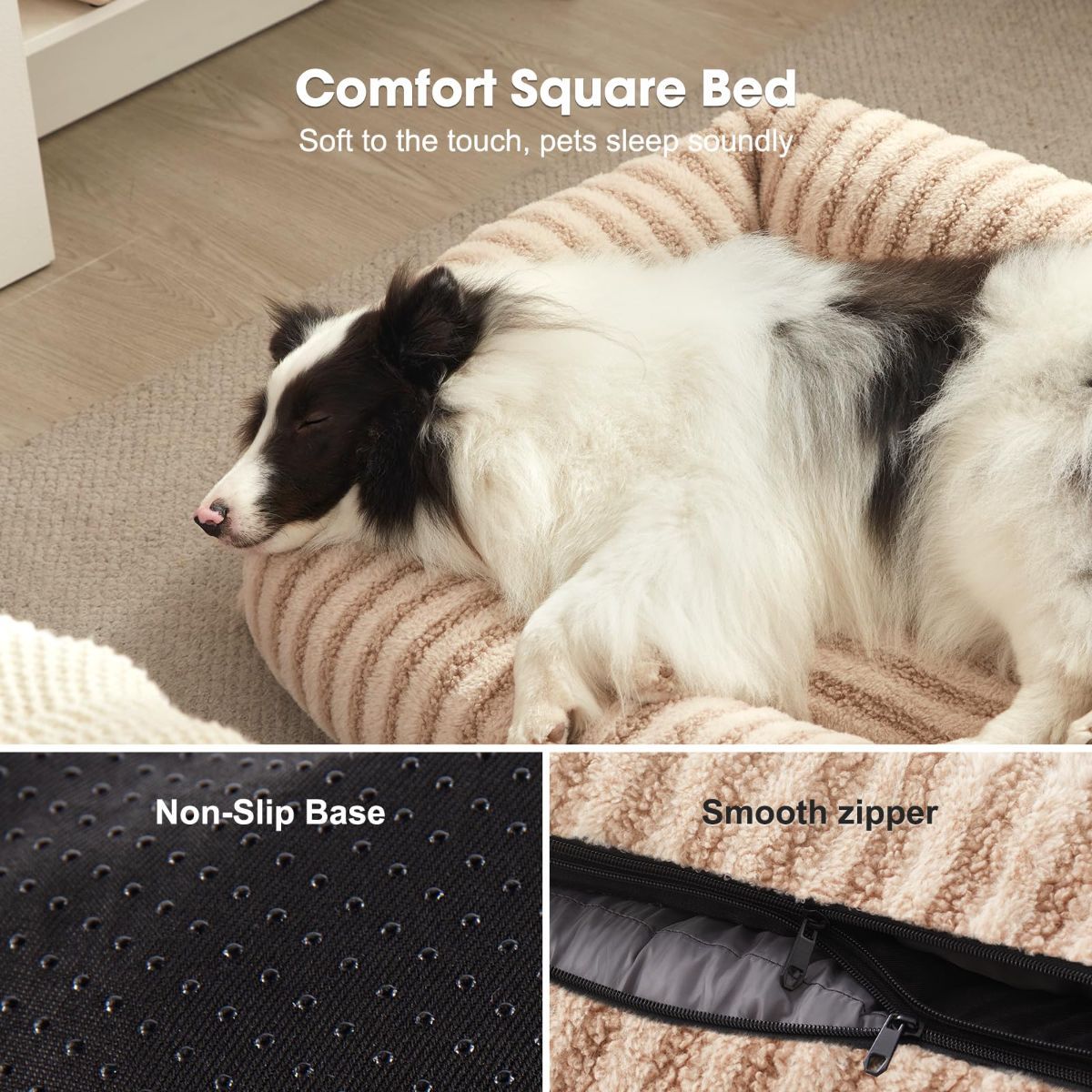 Soft Velvet-Feel Dog Bed - White - 36in × 27in — product image 5 of 8