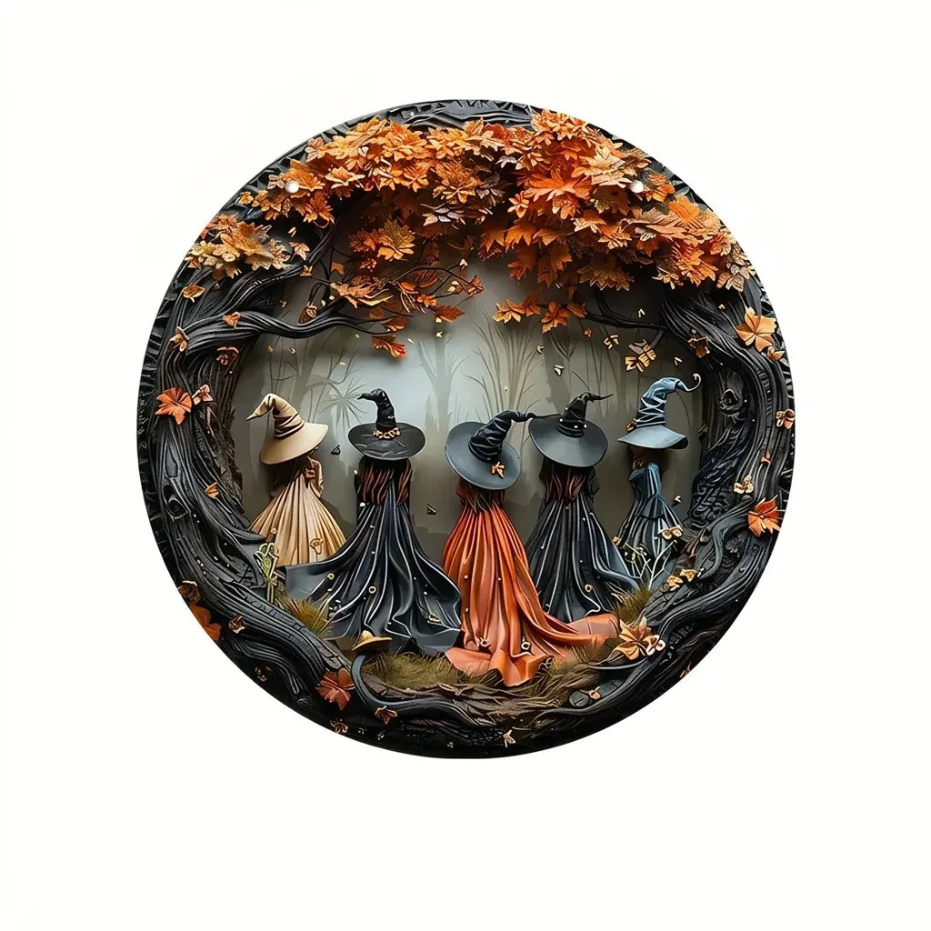 Trendbay Gothic Witch Halloween Wooden Hanging Sign, 20 × 20 cm