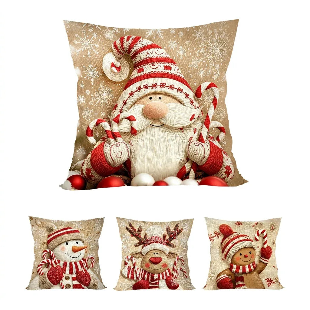 Trendbay Christmas Cushion Covers, Set of 4 – Gnome & Gingerbread