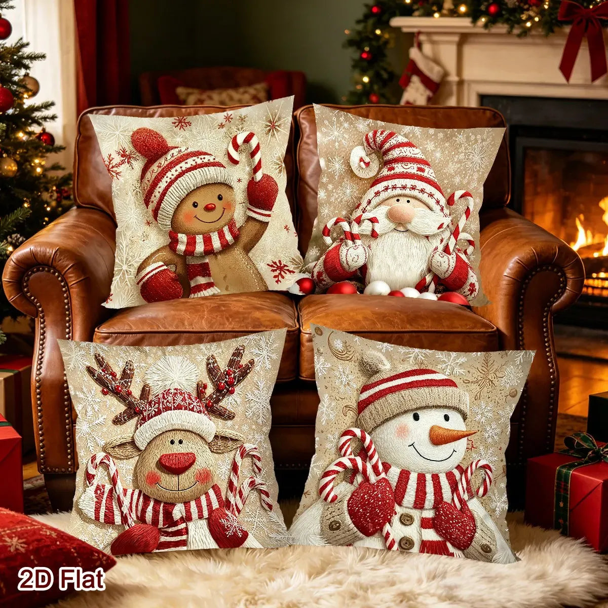 Trendbay Christmas Cushion Covers, Set of 4 – Gnome & Gingerbread