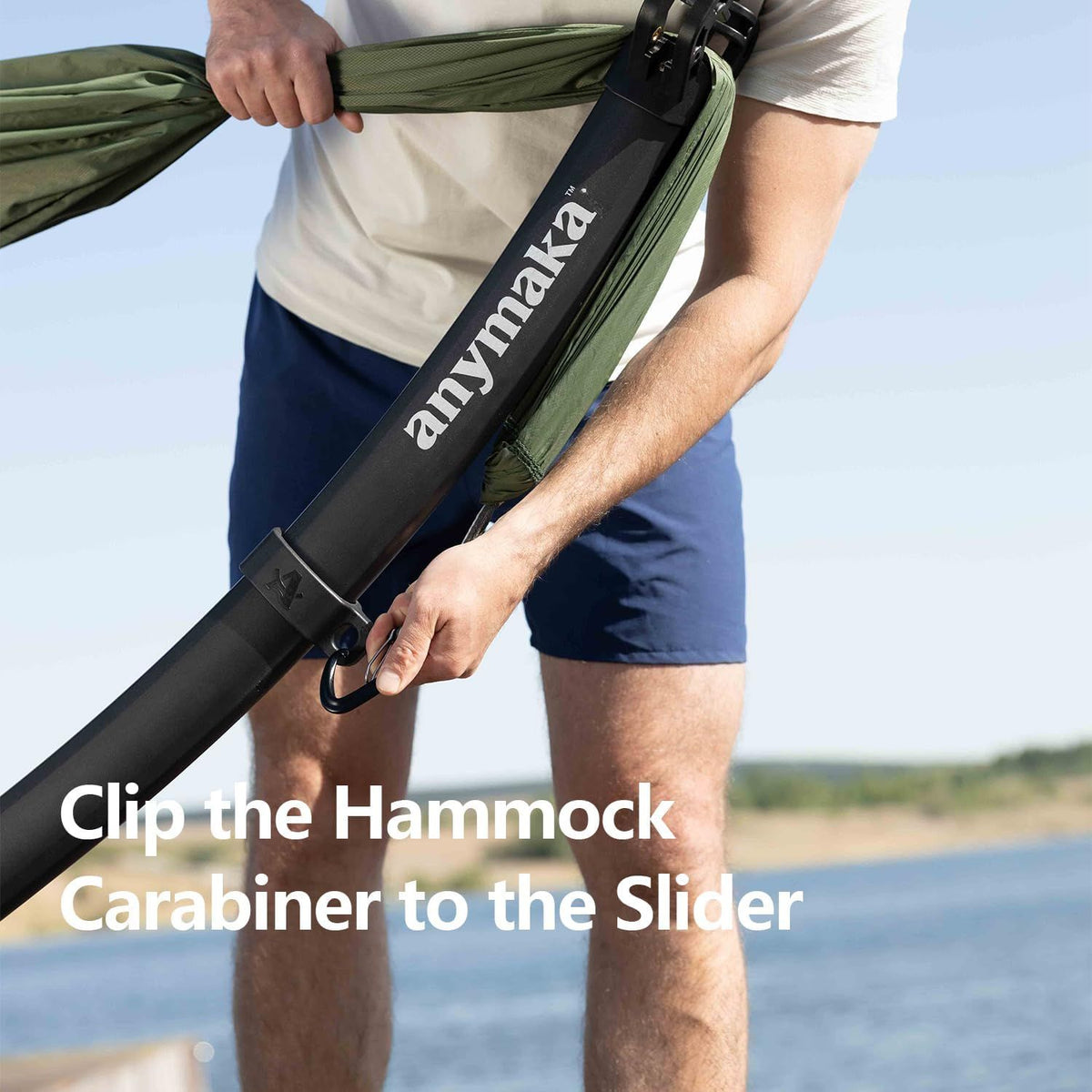 anymaka Double Camping Hammock - Ocean Blue (Straps Not Included)