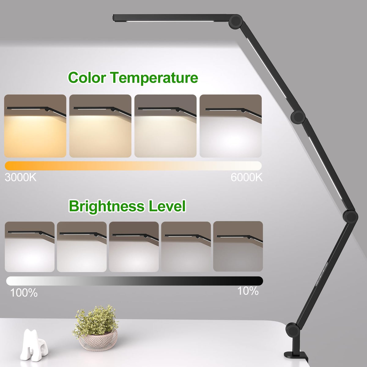 Foldable LED Clamp Desk Lamp with Adjustable Colour Temperature – Black — product image 4 of 7