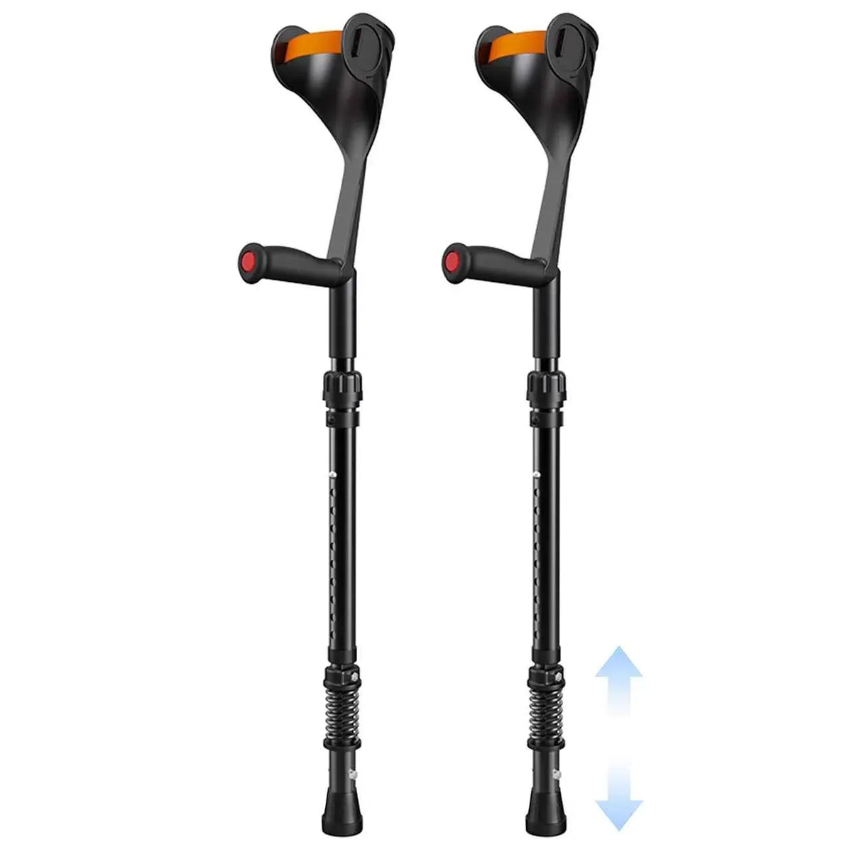 Adjustable Forearm Crutches with Spring Cushioning – Black, Pair