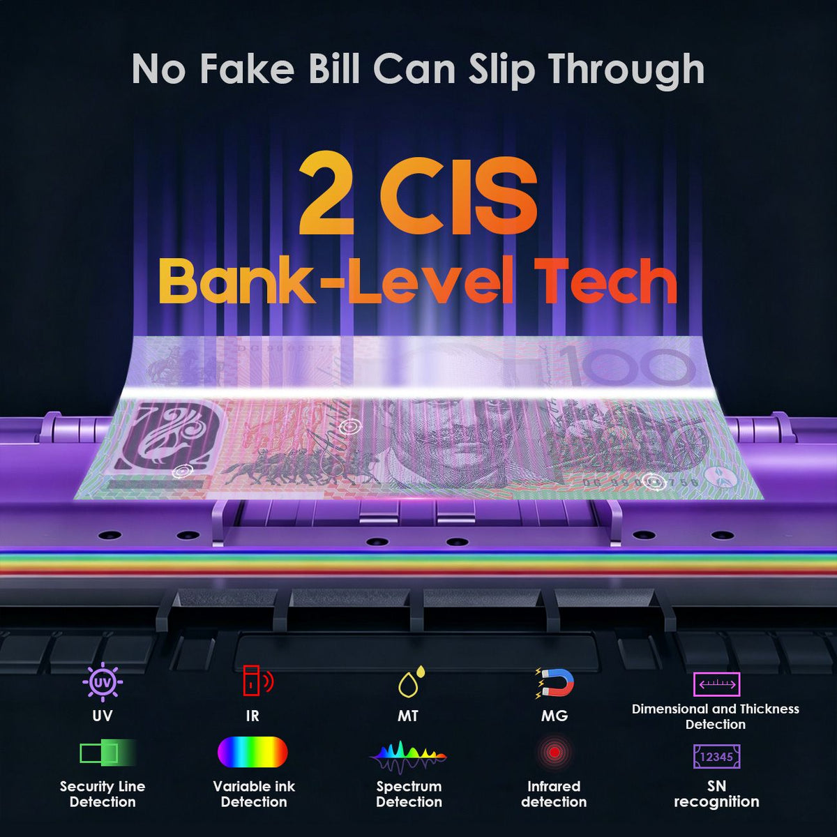 Dual CIS Money Counter with Counterfeit Detection, Mixed Value Bill Counter, 14 Currency Cash Counting… — product photo 5