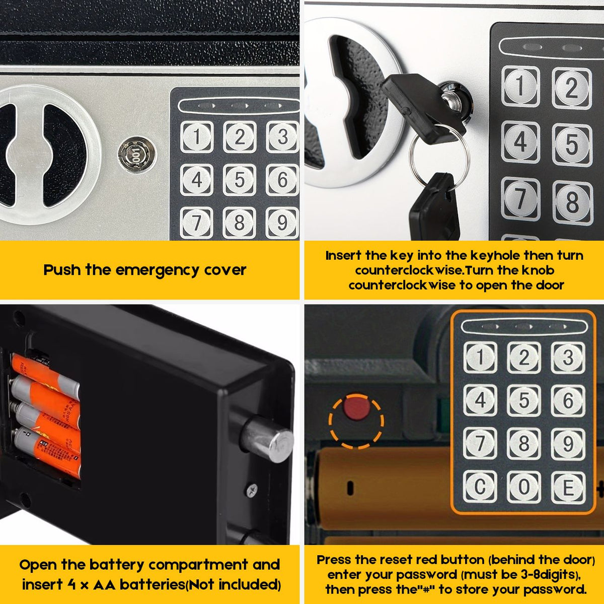 Digital Safe Box 6.4L, Electronic Security Safe with Keypad & 2 Emergency Keys, Steel Cash & Valuables Lock… — product photo 3