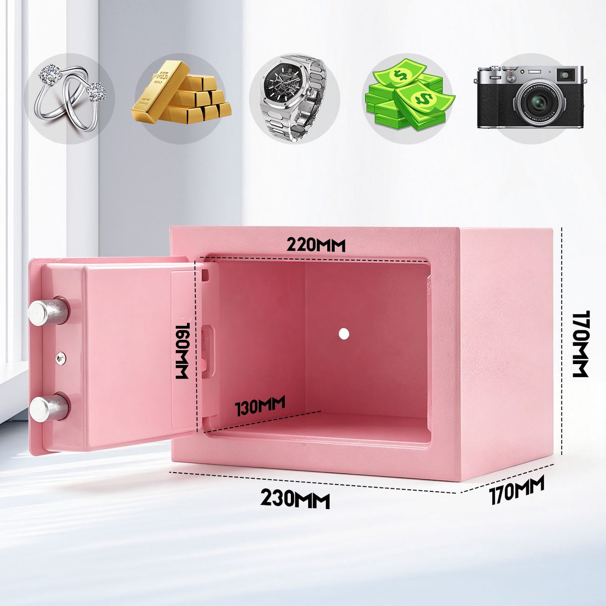 6.4L Digital Safe Box, Electronic Security Safe with Keypad & 2 Emergency Keys, Steel Cash & Valuables Lock… — product photo 2