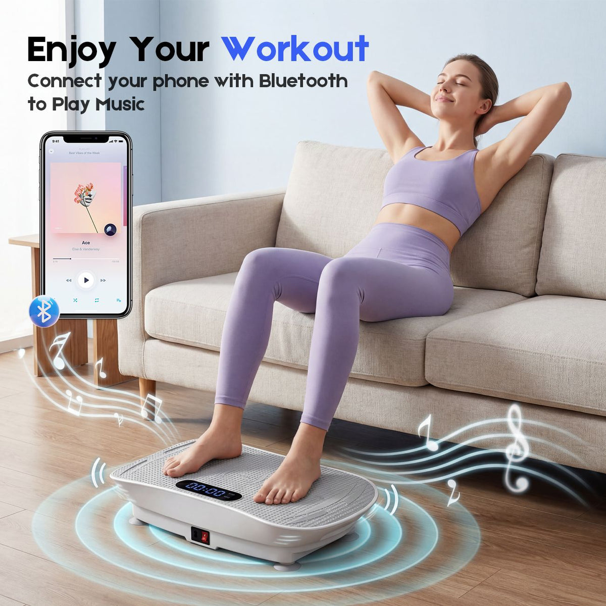 Whole-Body Vibration Exercise Plate with LED Display & Bluetooth Speaker — product image 4 of 9