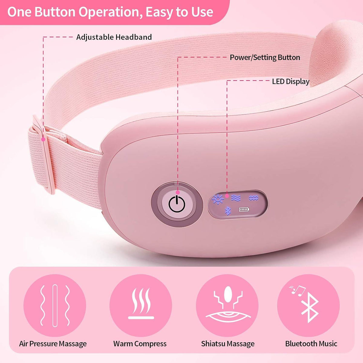 Heated Eye Massager with Vibration and Bluetooth Audio