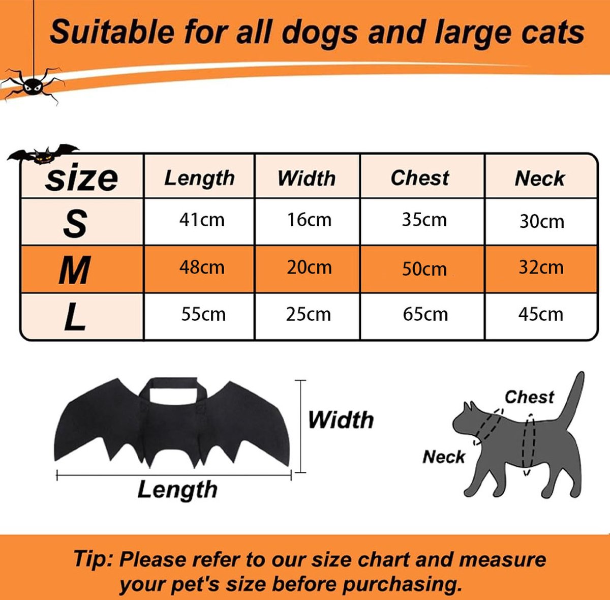Halloween Bat Wings & Pumpkin Bells Pet Costume - M — product image 3 of 5