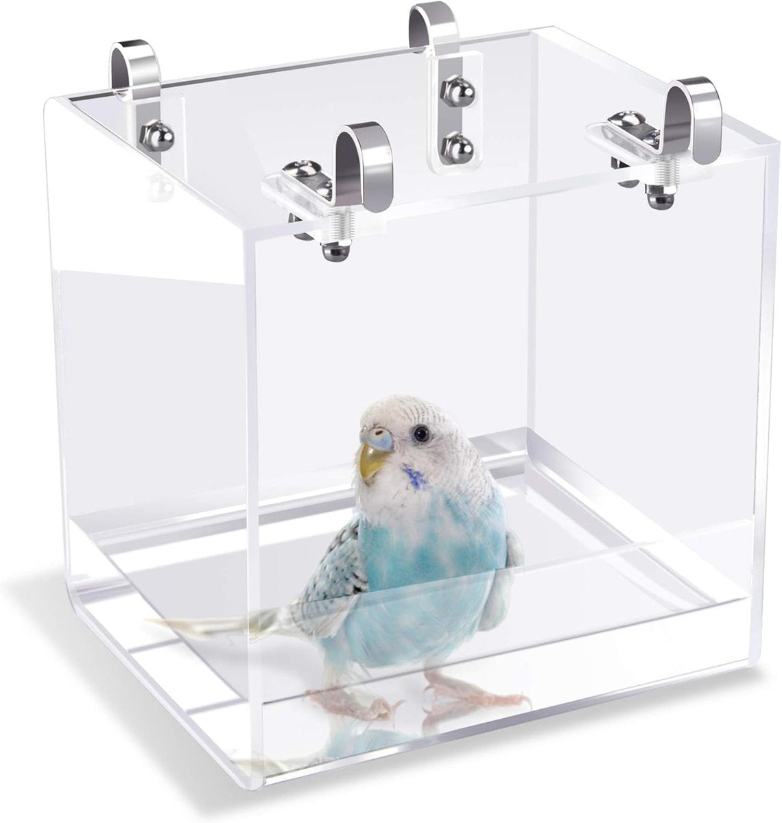 Transparent Hanging Bird Cage Bath - 13 × 11 × 13 cm – product image 1 of 5