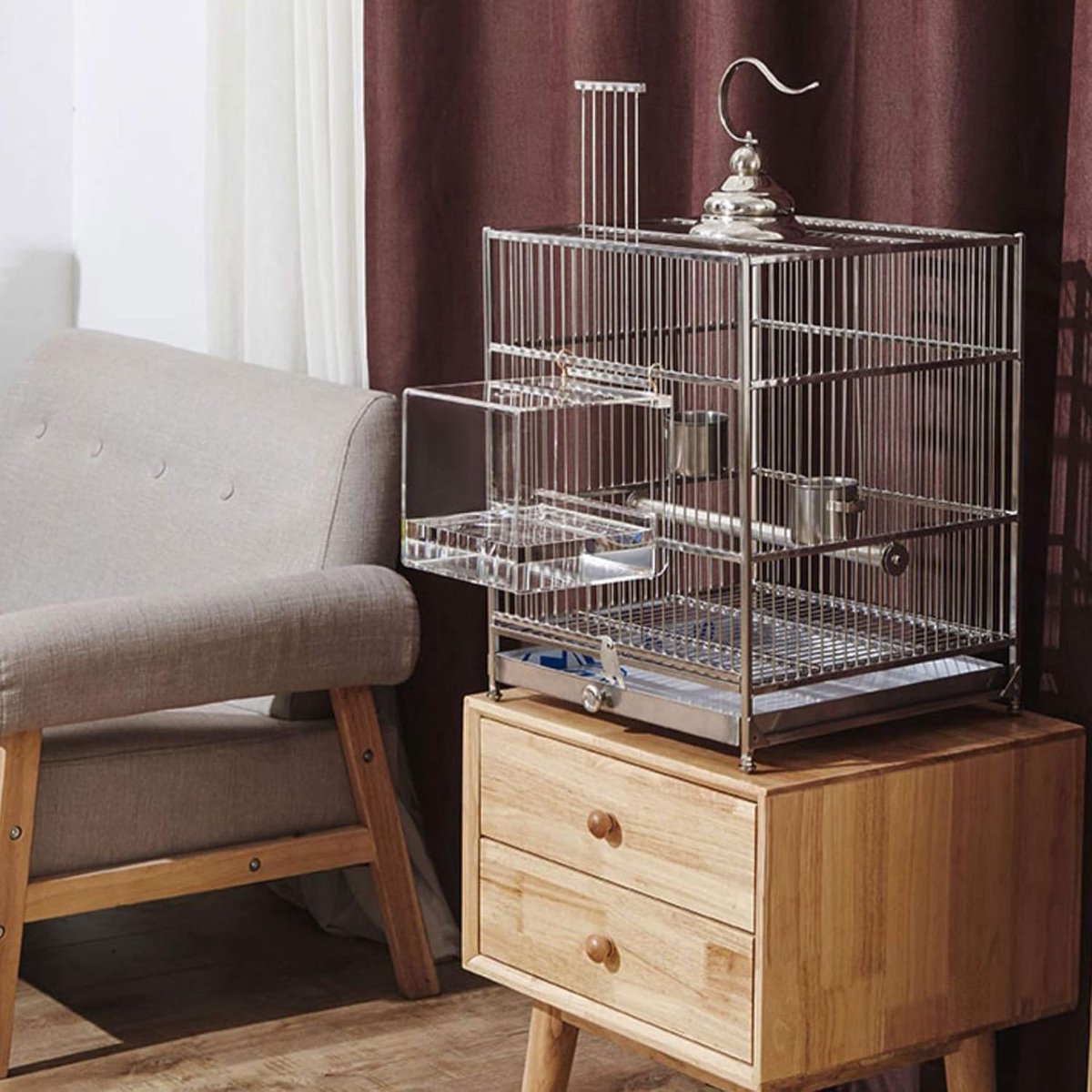 Transparent Hanging Bird Cage Bath - 13 × 11 × 13 cm – product image 4 of 5