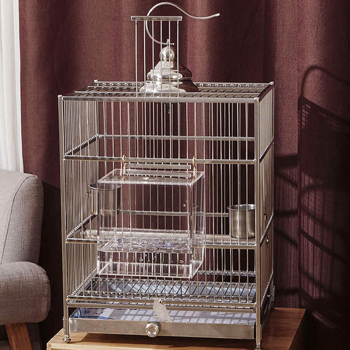 Transparent Hanging Bird Cage Bath - 13 × 11 × 13 cm – product image 5 of 5