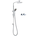 WELS Chrome Dual 8" Slim Rain Shower 5 Modes Rose Mixer Valve Sliding Rail Set + Taps — product image 1 of 8