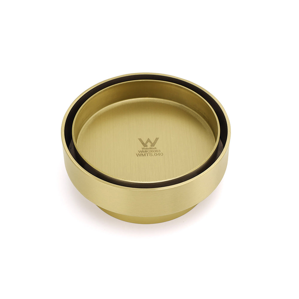Brushed Gold 100mm In Diamater Tile Insert Floor Drain Shower Grate 75mm Outlet — product image 1 of 4
