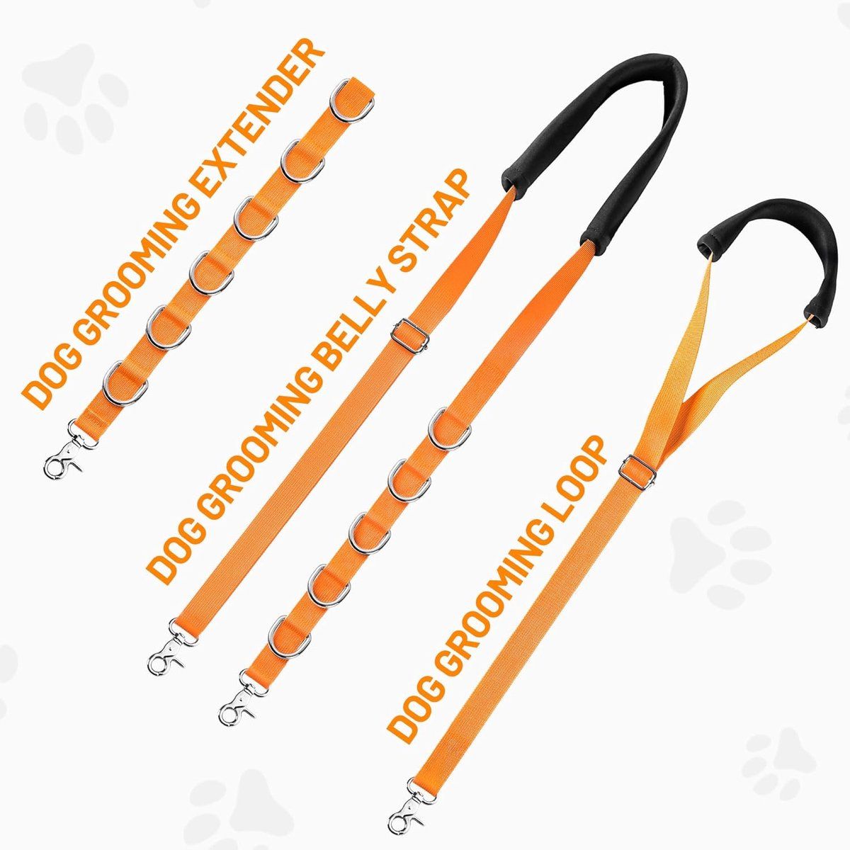 3-Piece Adjustable Dog Grooming Restraint Set - Orange - product photograph 3