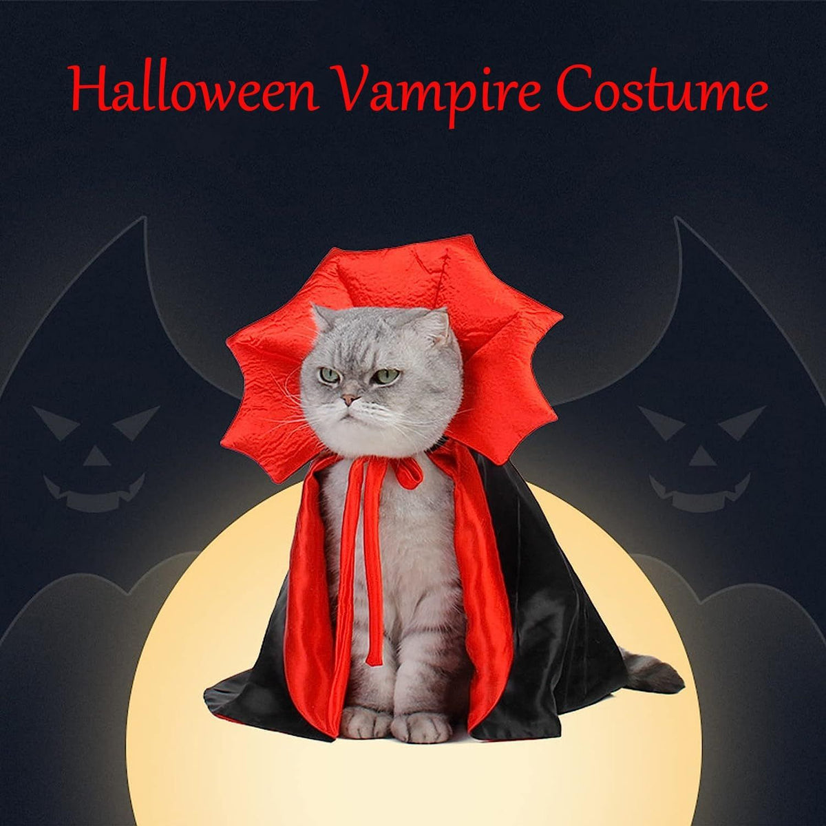 Red & Black Vampire Cape Pet Costume – product image 4 of 6