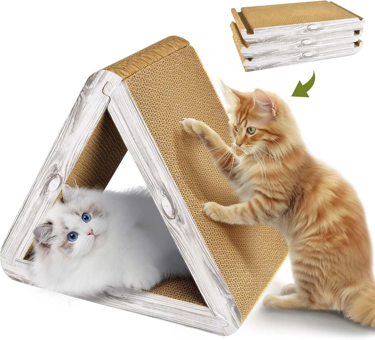 Six-Sided Foldable Triangle Cat Scratcher - product photo 1 of 7