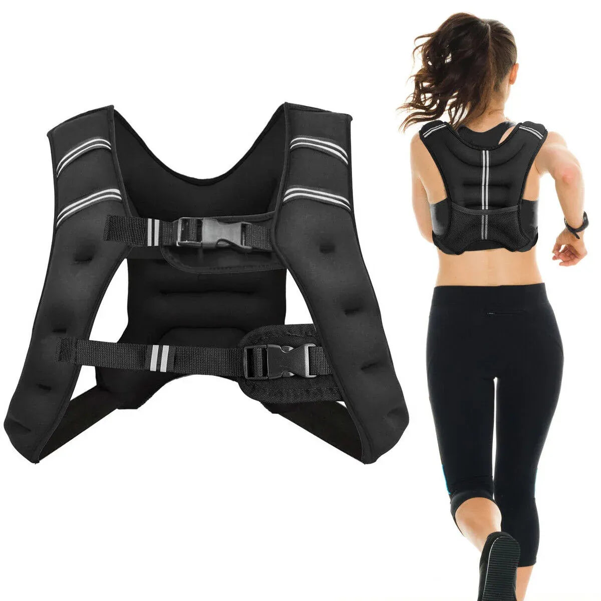 Weighted Vest With Mesh Pocket & Adjustable Buckle — 10kg / Black