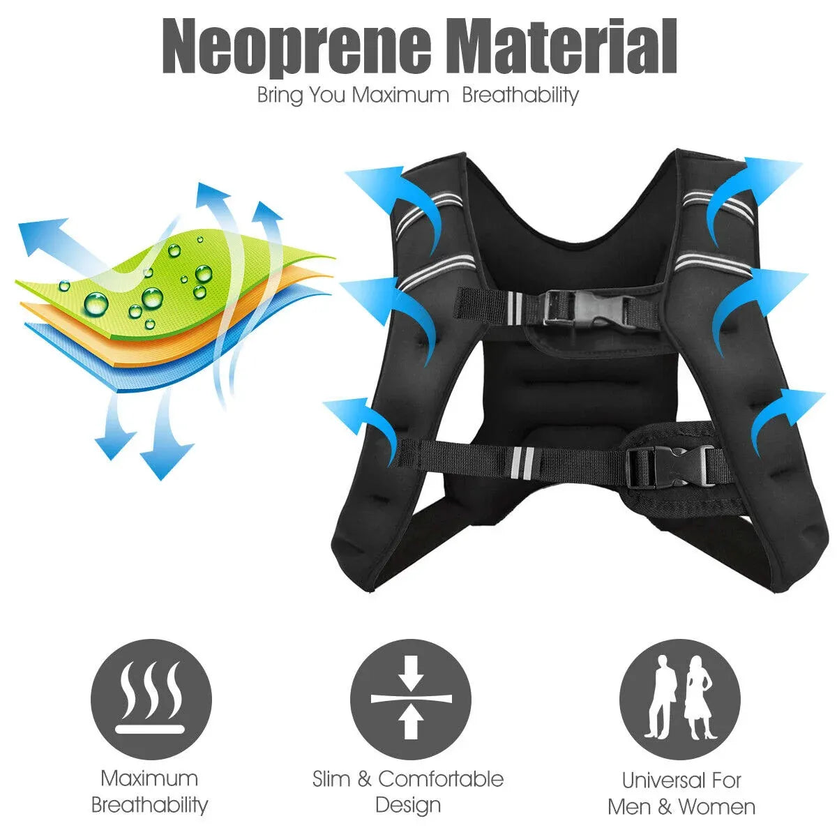 Weighted Vest With Mesh Pocket & Adjustable Buckle — 8kg / Blue