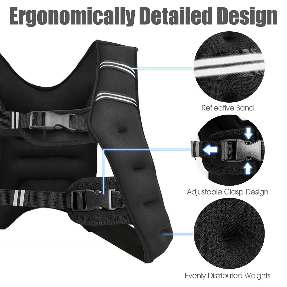 Weighted Vest With Mesh Pocket & Adjustable Buckle — 8kg / Blue