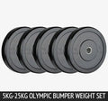 150kg Black Olympic Bumper Plate Weight Set