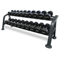 10-40kg Premium Rubber Coated Round Dumbbell Set with 2-Tier Rack (10 Pairs)