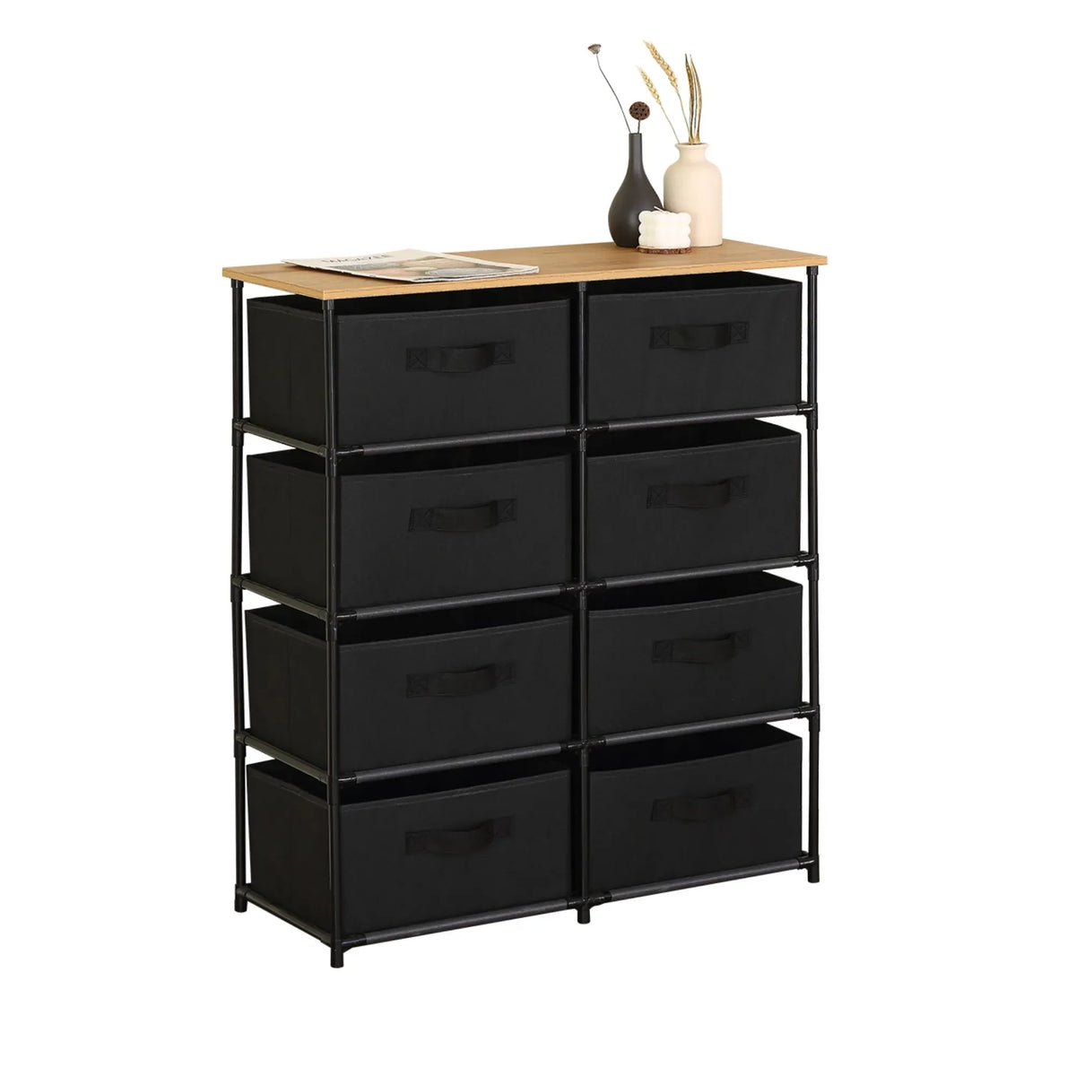 CARLA HOME 8-Drawer Fabric Storage Dresser – Black