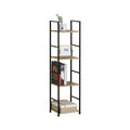 CARLA HOME 4-Tier Slim Ladder Bookshelf – 29.1 × 23.5 × 112cm, Rustic Brown