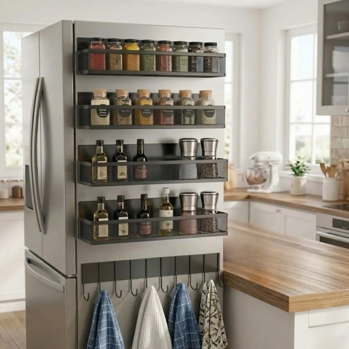 CARLA HOME 5 Pack Magnetic Spice Rack for Fridge Kitchen with Hook Bar — product image 2