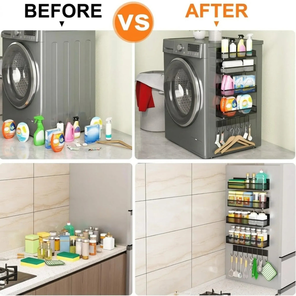 CARLA HOME 5 Pack Magnetic Spice Rack for Fridge Kitchen with Hook Bar — product image 5