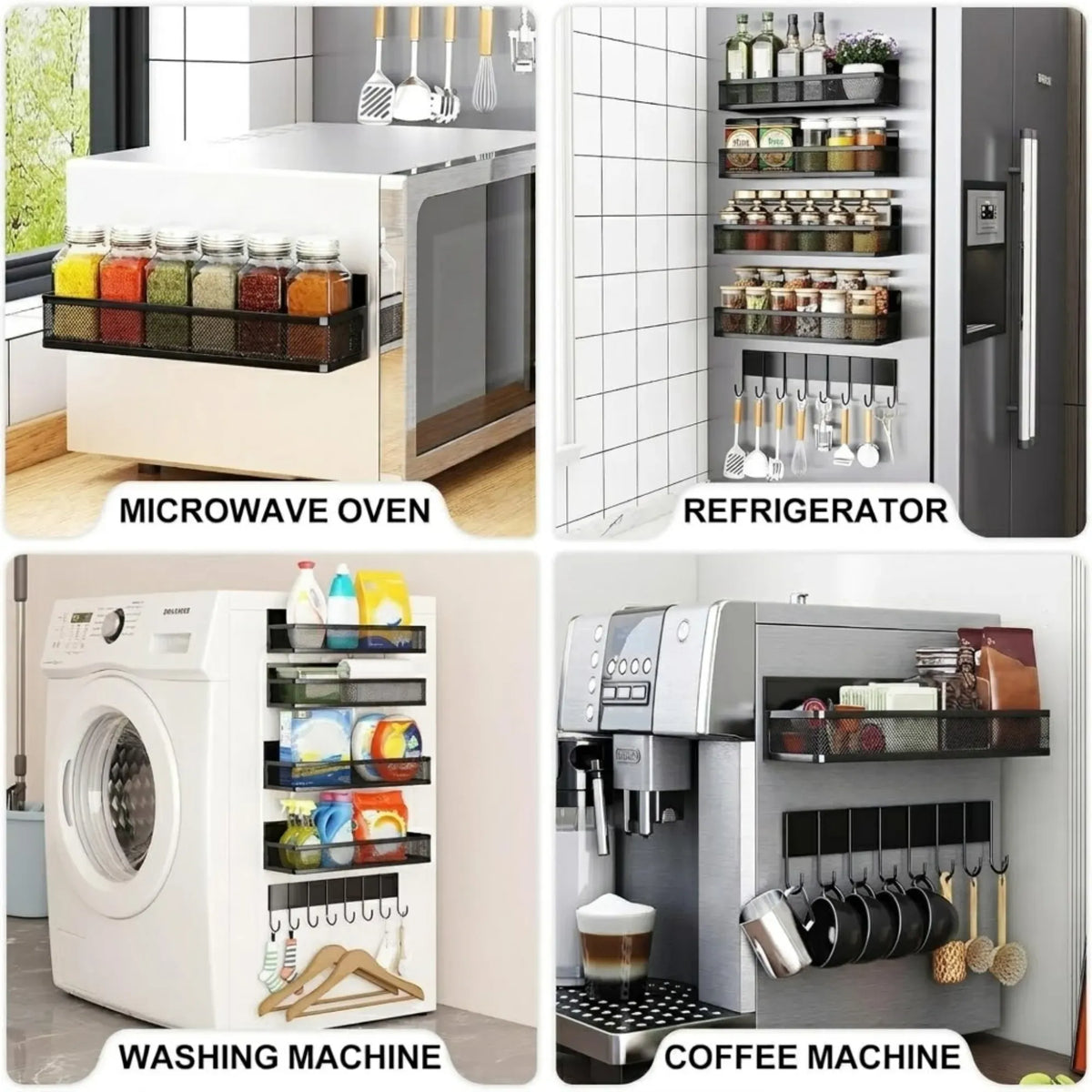 CARLA HOME 5 Pack Magnetic Spice Rack for Fridge Kitchen with Hook Bar — product image 7