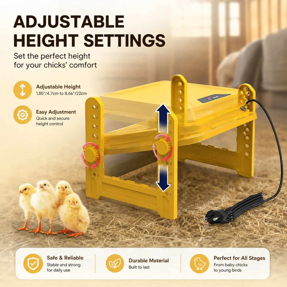 CARLA HOME Adjustable Chick Brooder Heating Plate - Yellow