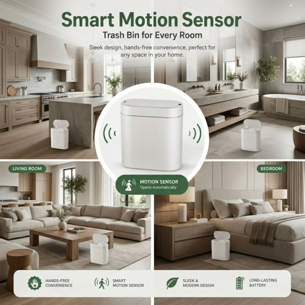 Carla Home White 7L Touchless Motion-Sensor Rubbish Bin — product image 6 of 10